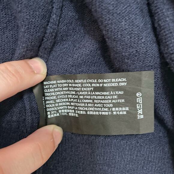 Theory Riland Long Sleeve V-Neck Sweater Merino Wool Blend Navy Blue Size Small - Picture 5 of 9